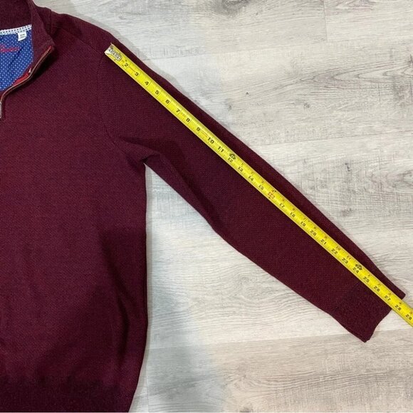 Robert Graham Men's XL Pullover 1/4 Zip Knit Burgundy Sweater - Picture 5 of 16
